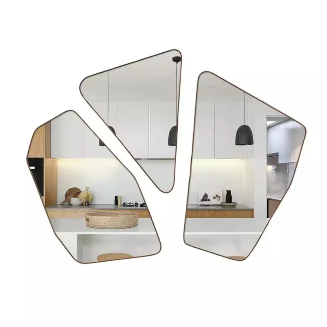 Set di Tre Specchi Geometrici Moderni da Parete 150x135 cm