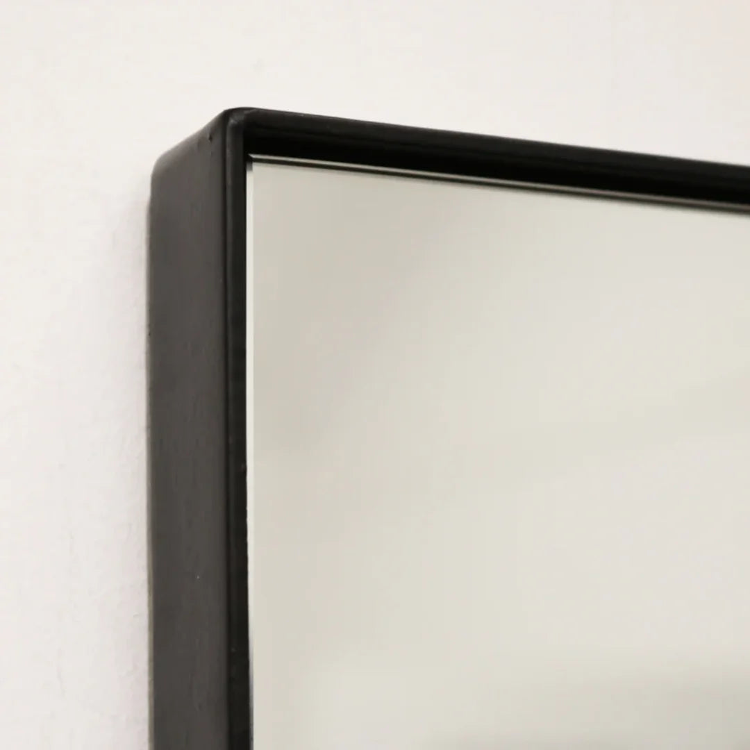 Theo Miroir Mural Rectangulaire Cadre Métal Noir 90x60 cm