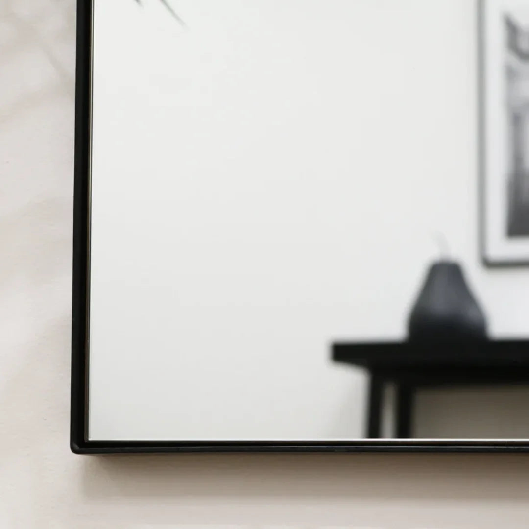 Theo Miroir Mural Rectangulaire Cadre Métal Noir 90x60 cm